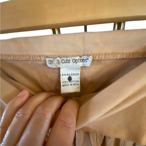 Cute Options 100% Cotton Tan Ripple effect Maxi Skirt Granola Boho Western Fall - Picture 4 of 5